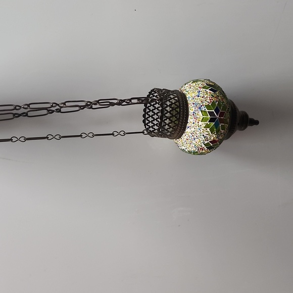 Handmade Glass & Brass Hanging Candle Holder & Glasswork Artwork - Picture 7 of 8